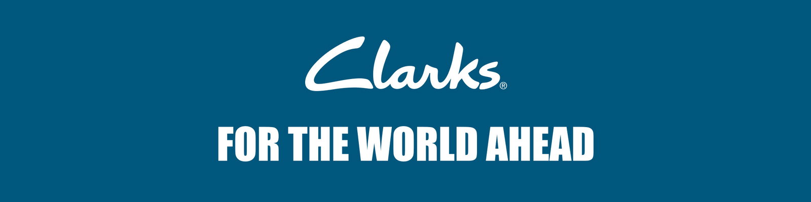 Clarks For the World Ahead banner linking to home page on site