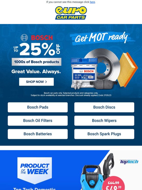 Save On Bosch Car Parts - With Up To 25% Off 💰