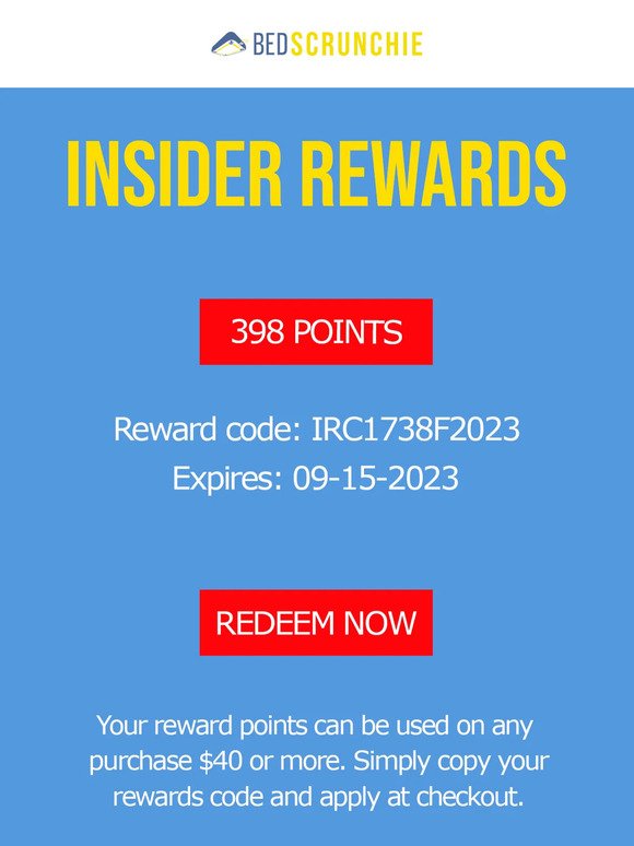 Hey, your 398 Points Expires on 9/15/23
