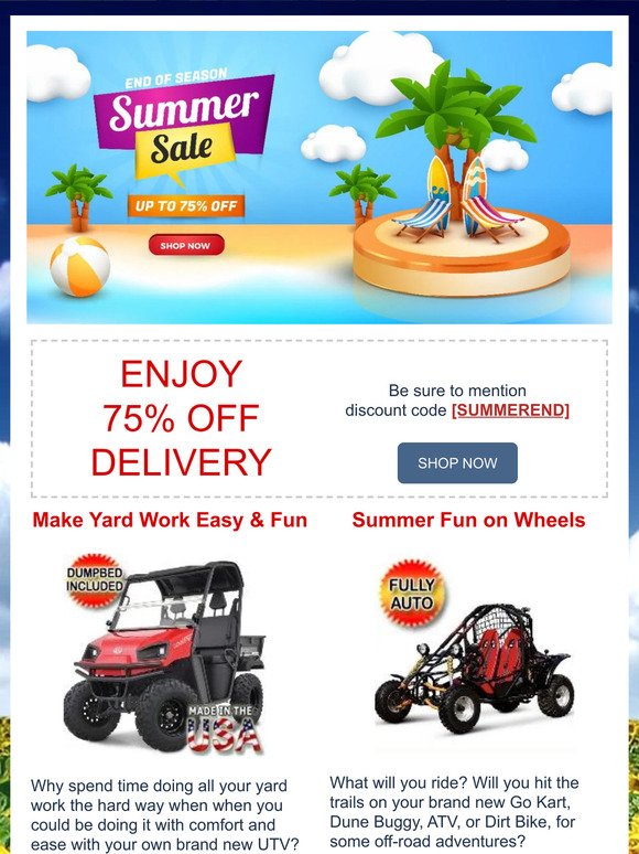 Summer Weekend Celebration Blowout Sale at SaferWholesale - 75% Off Delivery!