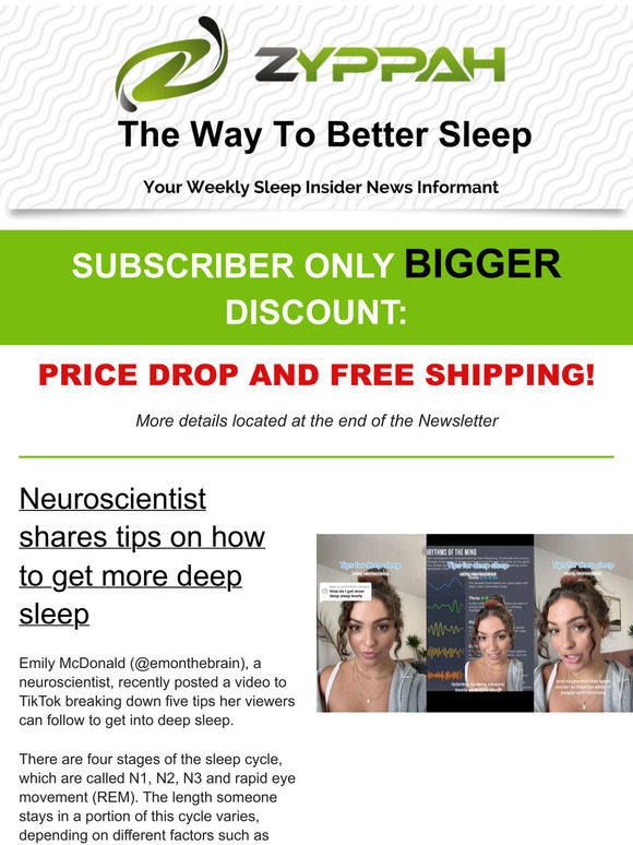 Zyppah’s Better Sleep, Weekly Newsletter