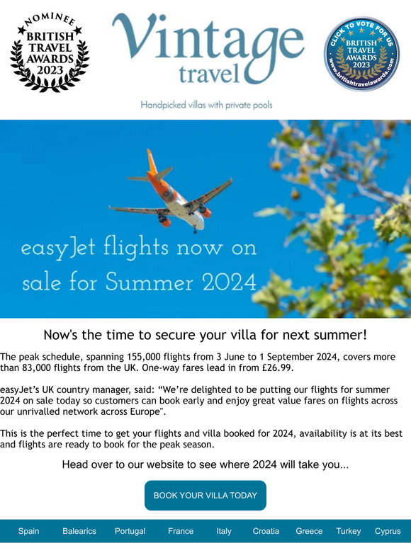 vintagetravel easyJet release flights for Summer 2024 Milled