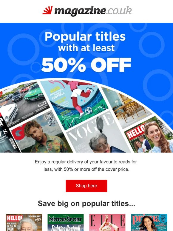 At least 50% off a great range of titles