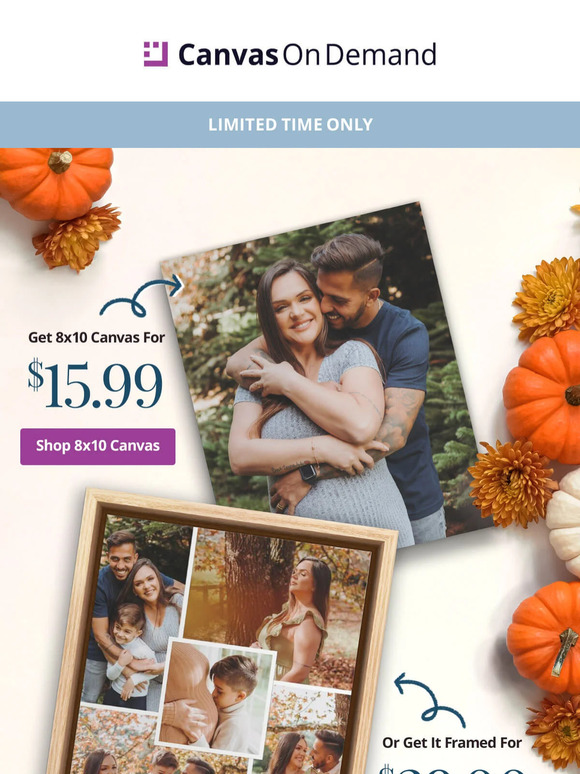 Print your fall onto an 8x10 canvas for $16 OR frame it for $39!