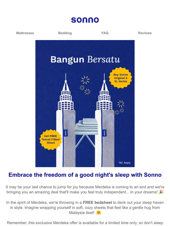 KeranaMU, kami Bangun Bersatu: Buy an Original Mattress, Get a FREE Bedsheet
