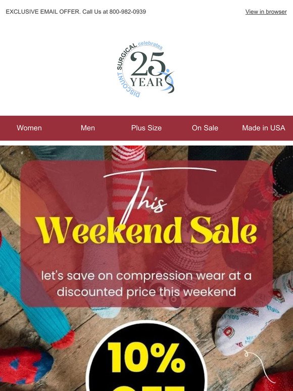A Little Help! 10% OFF Compression Socks Weekend Sale.