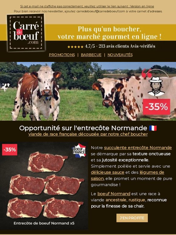 🤩-35% sur l'entrecôte de boeuf Normand français 🇫🇷