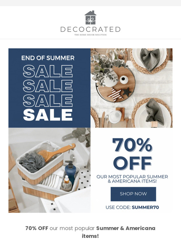 End of Summer 70% OFF SALE!