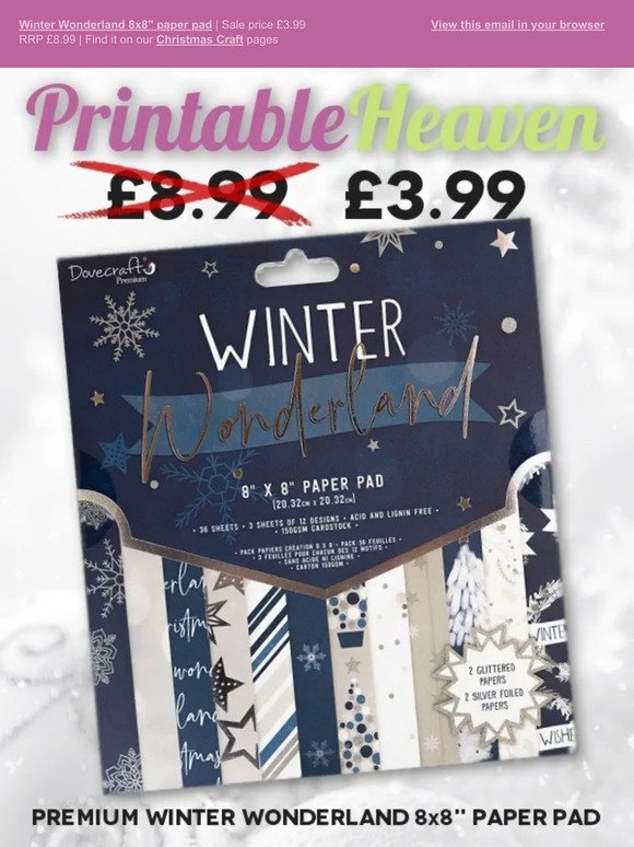 8x8" Winter wonderland paper pad | Sale price £3.99 | RRP £8.99