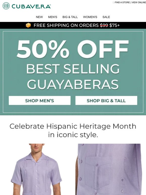 50% Off Iconic Guayaberas For Hispanic Heritage Month