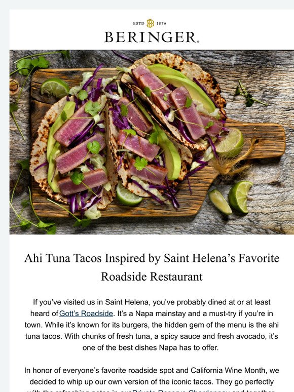 Ahi Tuna Tacos Inspired by Saint Helena’s Favorite Roadside Restaurant