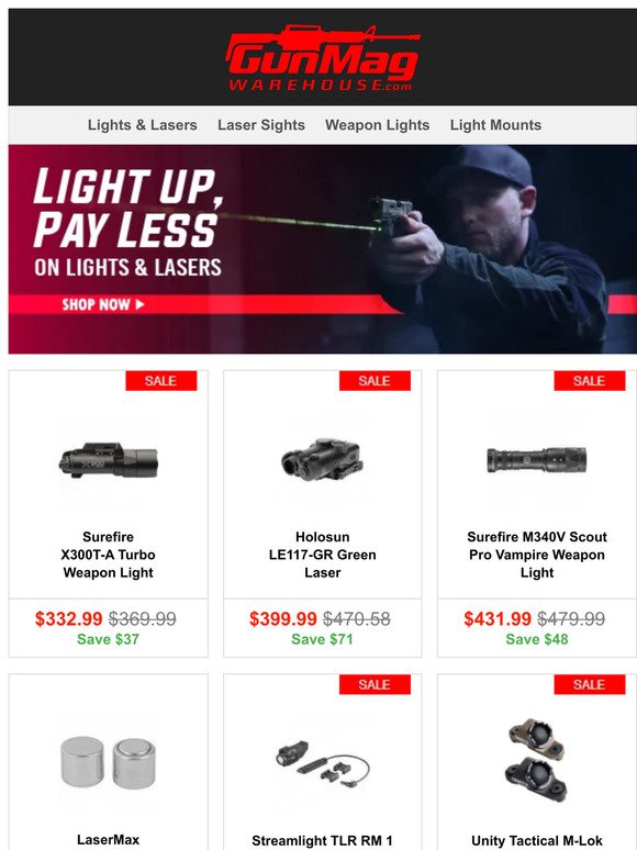 Our Brightest Deals Ever | Surefire X300T-A Turbo Weapon Light for $333