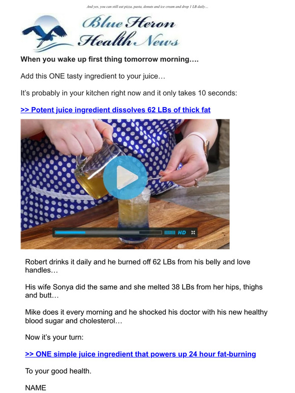 This Delicious Juice Burns Up To 62lbs of Fat