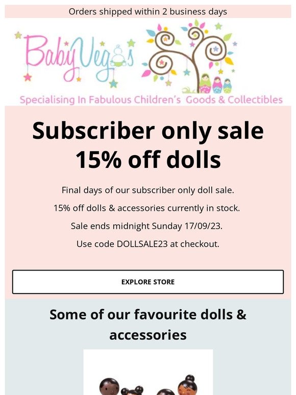 Subscriber only doll sale - Final Days