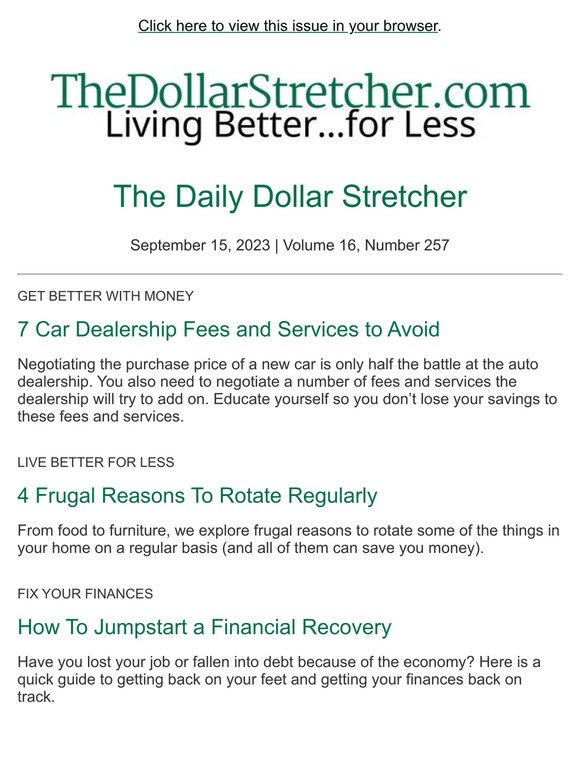 9/15/23: The Daily Dollar Stretcher