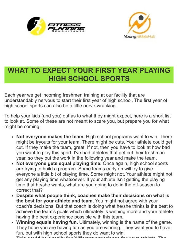 What To Expect Your First Year Playing High School Sports