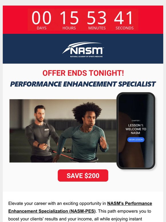 Last Chance: Save Big on NASM's Performance Enhancement Specialization!