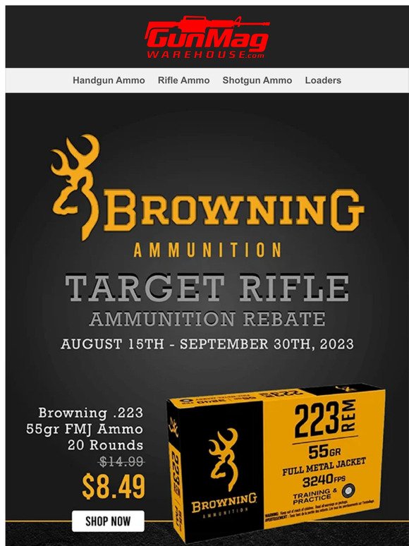 Browning .223 Ammo For $6.37/Box After Rebate