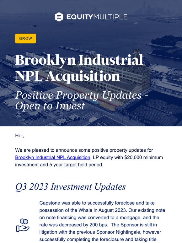 Update: Title Acquired, Brooklyn NPL Industrial Acquisition