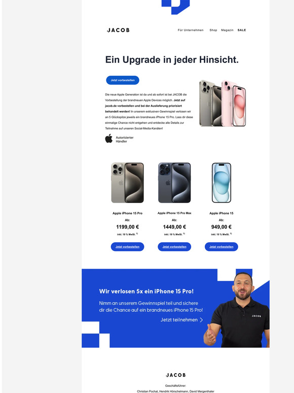 Die Vorbestellung hat begonnen! Jetzt 5x 1 iPhone 15 Pro gewinnen!