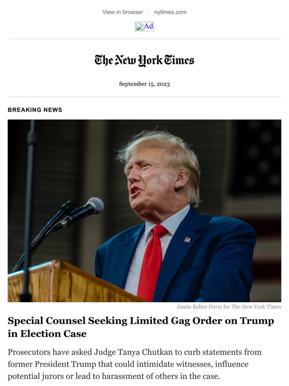 Breaking news: Special counsel seeks gag order on Trump in election case