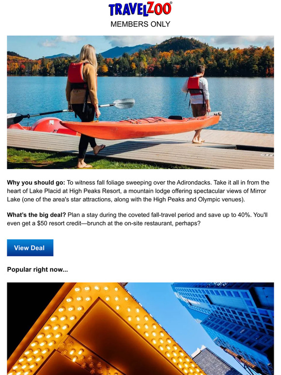 $129-$169—4-star Adirondacks lakeside resort this fall