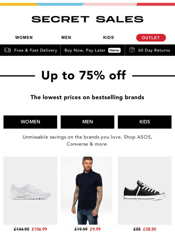 Bestsellers alert! Up to 75% off ASOS, River Island, Converse...