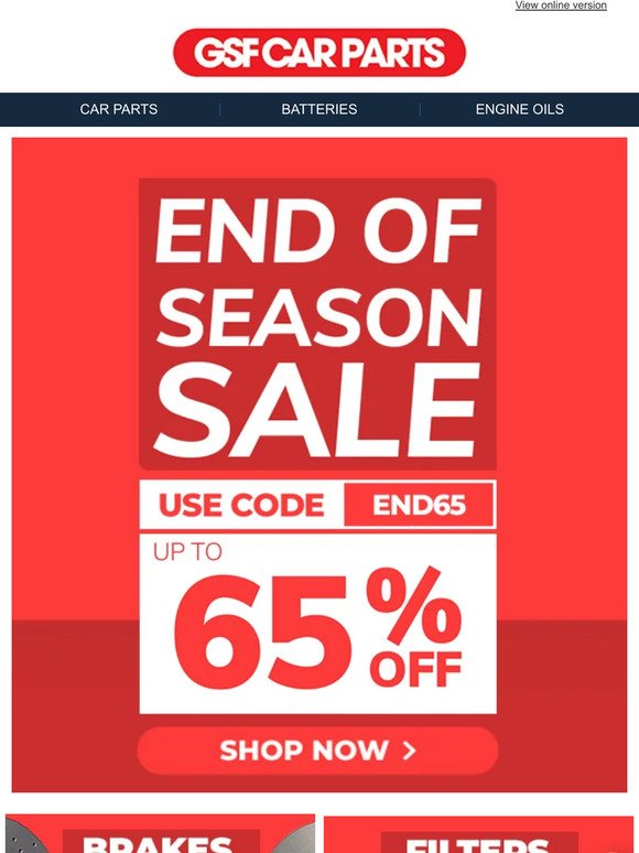 Save Up To 65% Off In Our End Of Season Sale!