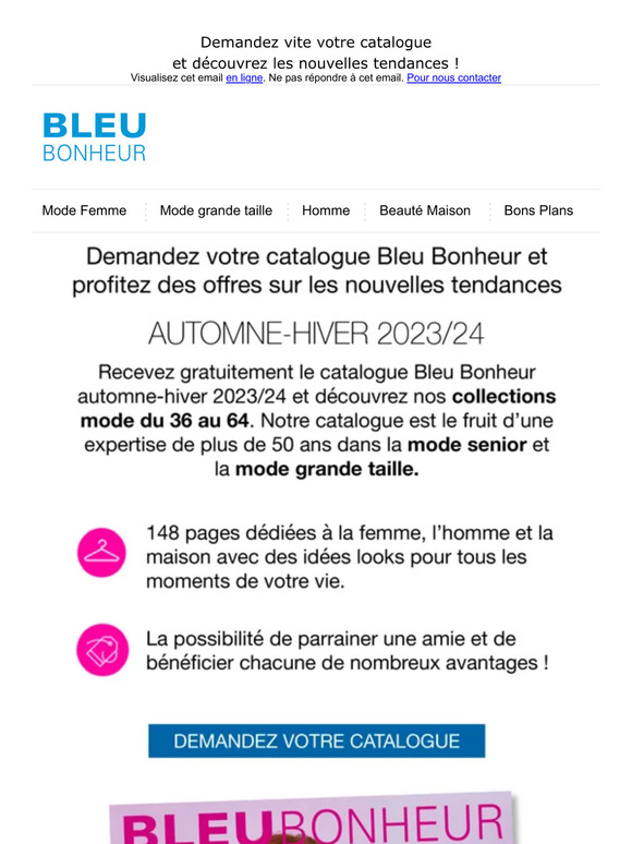 bleu bonheur Demandez votre nouveau catalogue automne hiver 2022