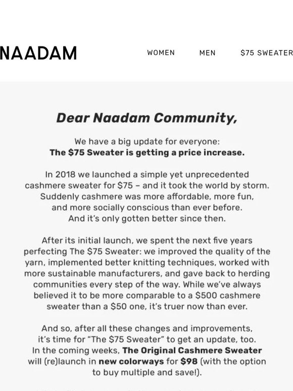 An Important Update from Team Naadam