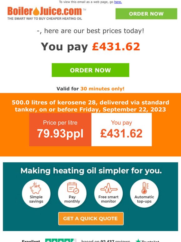 Your heating oil quote, —
