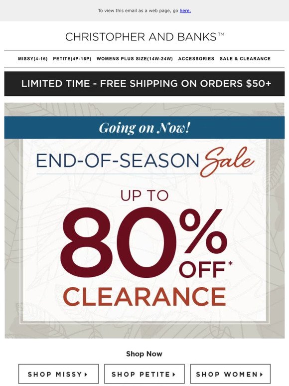 Don’t Miss End of Season Clearance