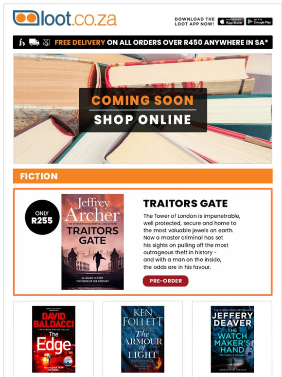 Books Coming Soon - Deon Meyer, Jeffrey Archer, Rudie van Rensburg, David Baldacci, Ken Follett & More!