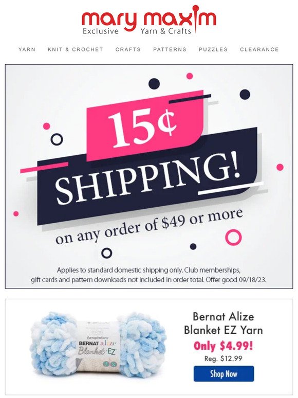 15¢ Shipping on orders of $49!