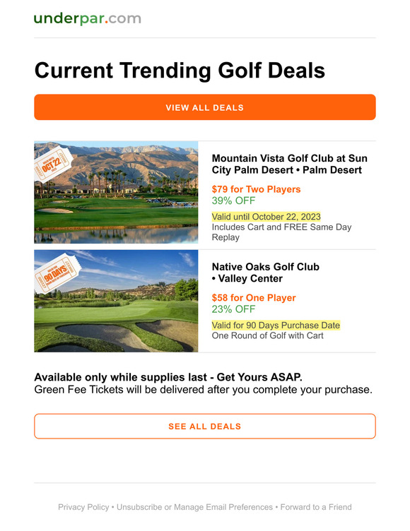 Current Trending Golf Deals - SEP 16