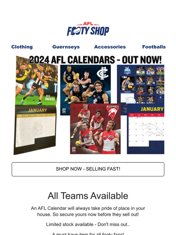 AFL Footy Shop AFL Fans, Western Bulldogs 2024 Calendars available now! Milled