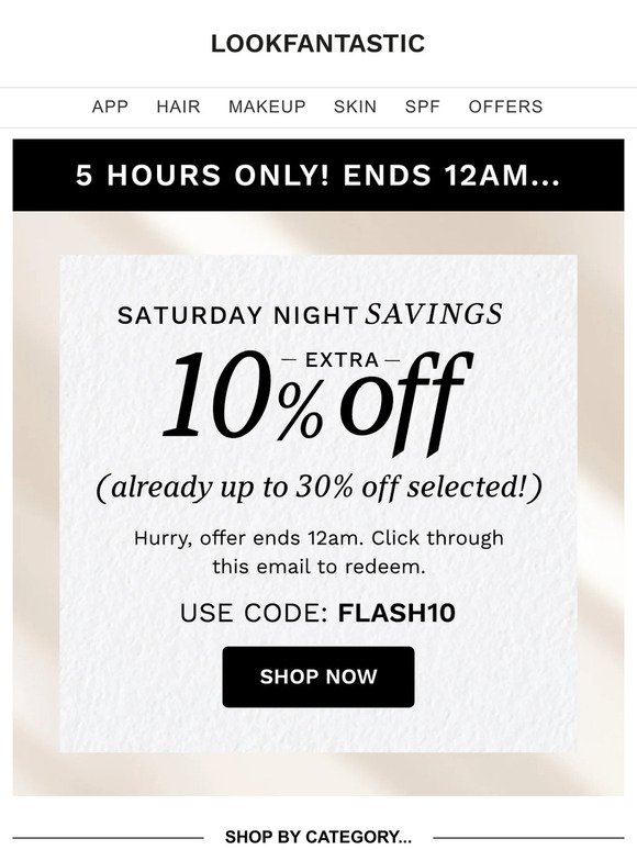 5 HOURS ONLY ⚠️ Extra 10% Off... Ends 12am!