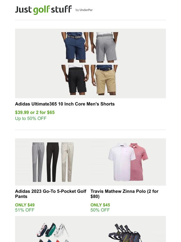 BLOWOUT! Two Adidas Ultimate365 Shorts for $65