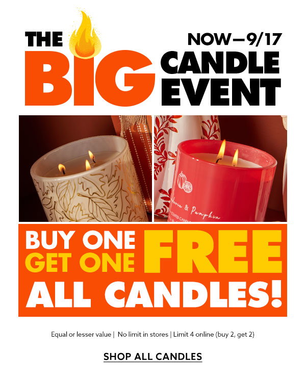 Buy One Get One FREE All Candles!