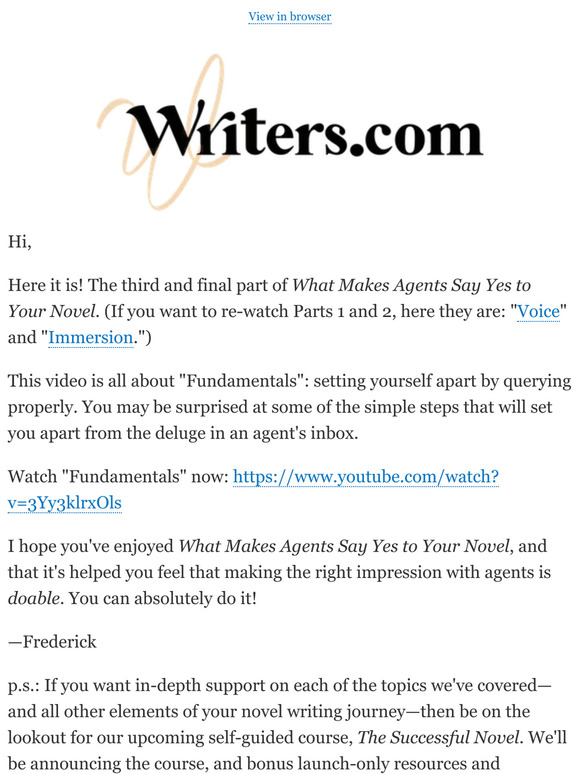 "Fundamentals": Part 3 of What Makes Agents Say Yes to Your Novel