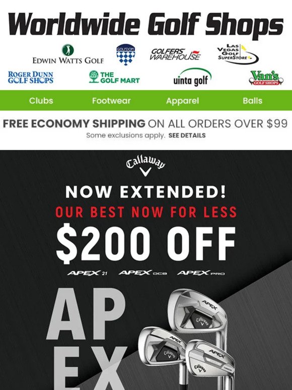 Up To $200 OFF Apex '21 Irons Continues!!
