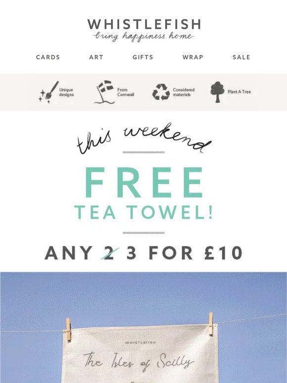FREE Tea Towel for you this weekend!