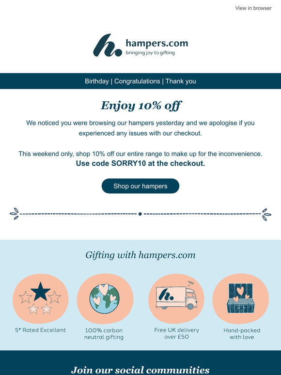 Sorry, here's 10% off for you