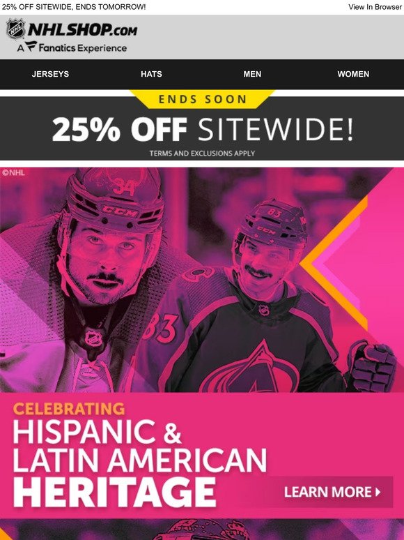 Celebrate Hispanic Heritage Month w/ NHL + 25% Off!