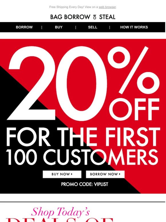 20% OFF for the First 100 CUSTOMERS + Free Shipping