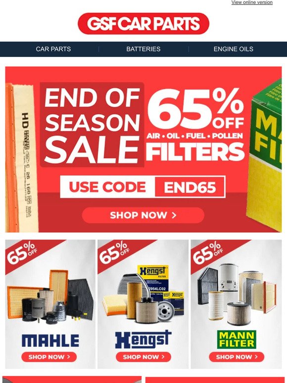 Grab 65% Off Filters In Our End Of Season Sale!