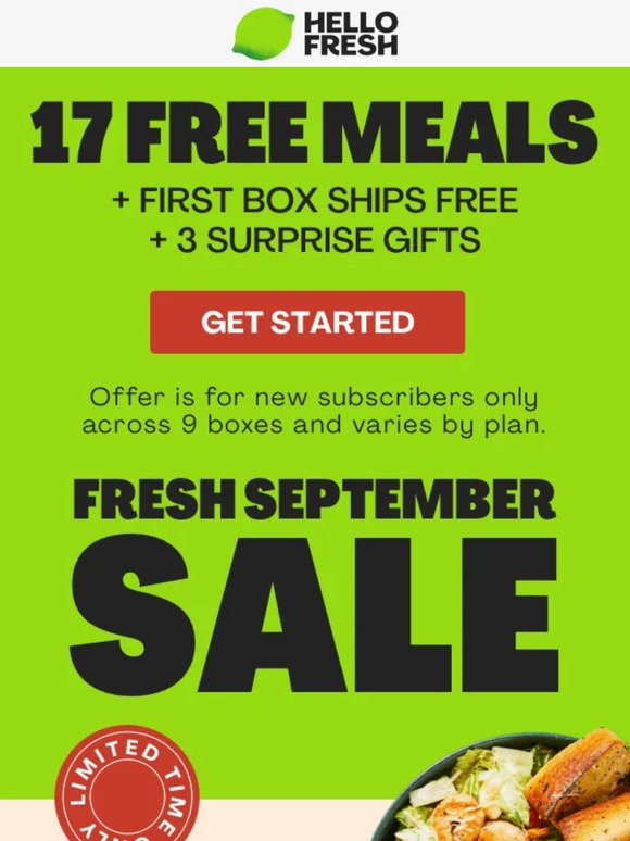 Freshest Sale of September | 17 FREE MEALS