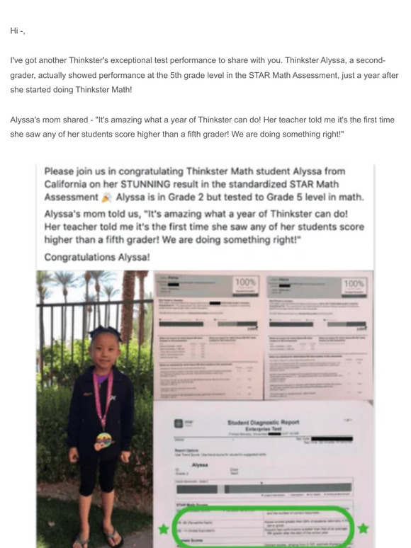 A second grader scored higher than a fifth grader!