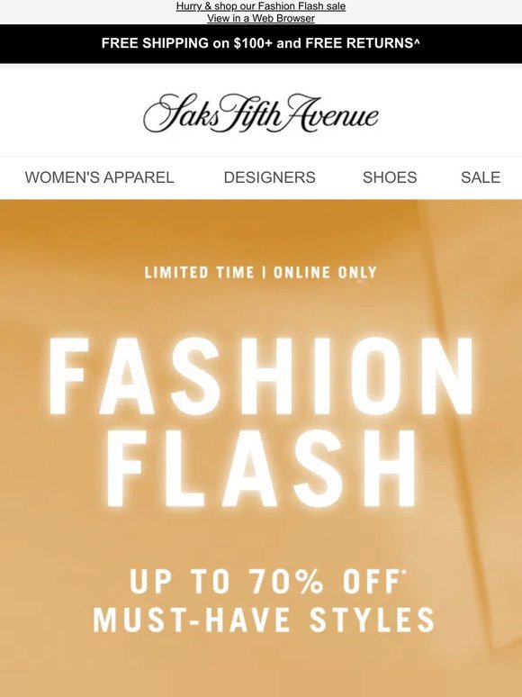Fashion Flash—up to 70% off starts now