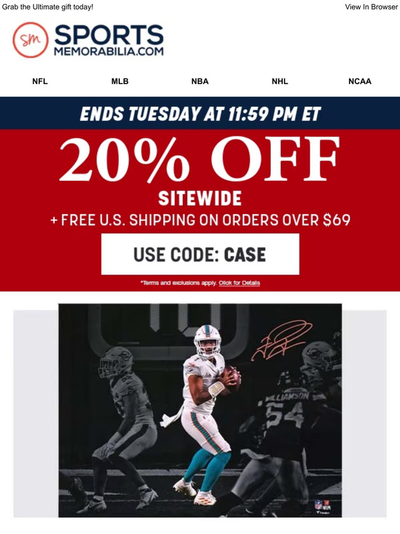 Sports Memorabilia 20 off and Free Shipping Now Available Milled